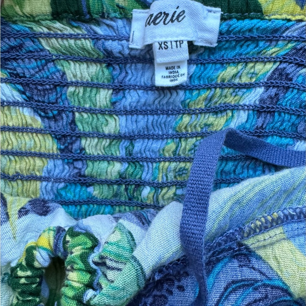 Aerie Paradise Palm Green‎ Blue Halter Cutout Maxi Dress Women’s XS - Picture 5 of 7